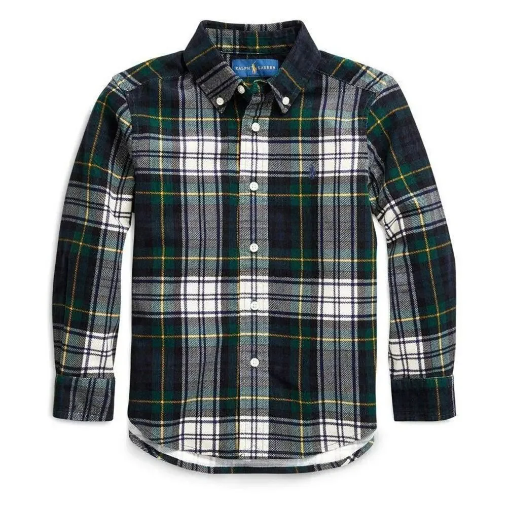 Ralph Lauren Boys Multicolor Cotton Corduroy Button Down Shirt Size XL 18/20